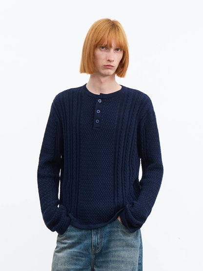 CABLE-KNIT HENLEY SWEATER
