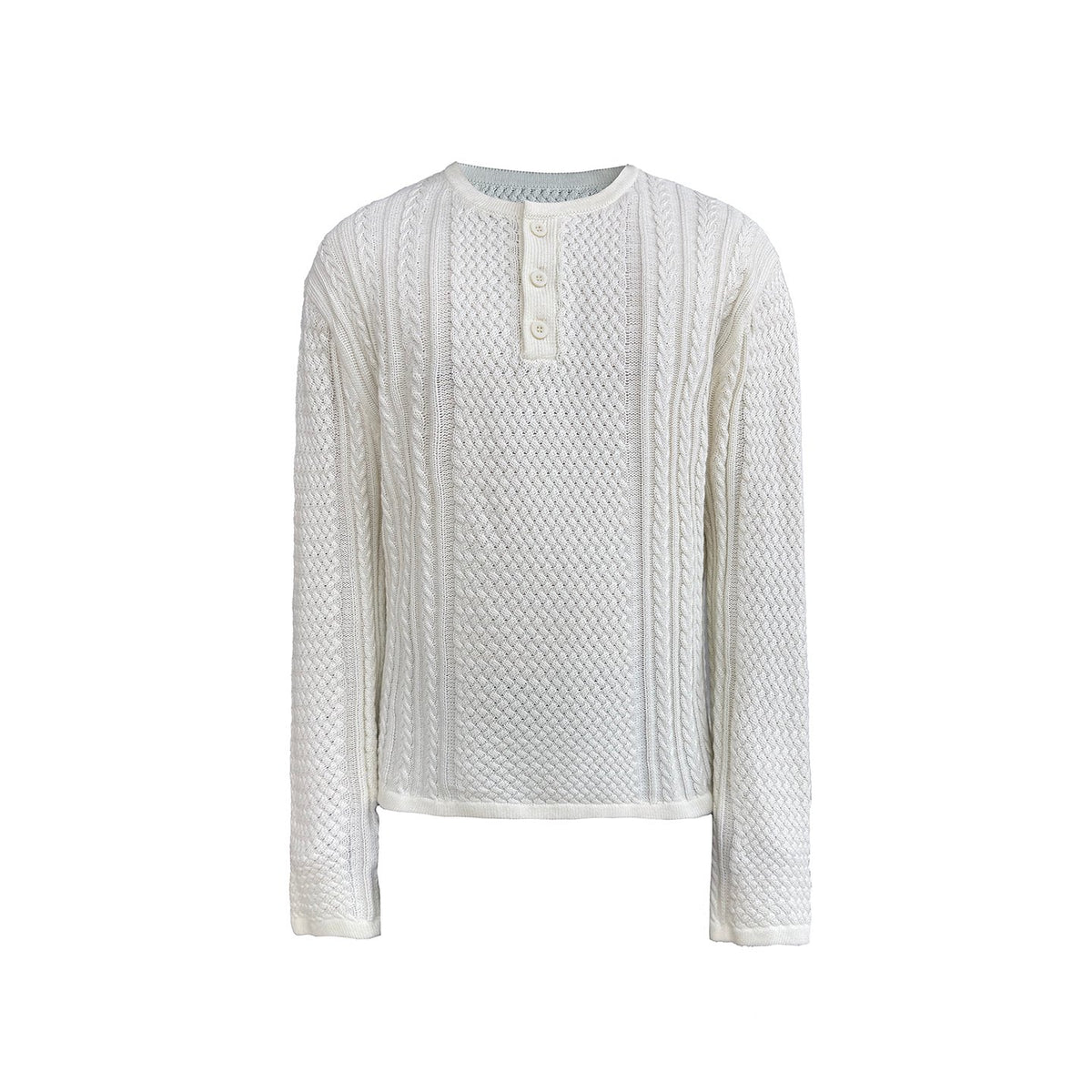 CABLE-KNIT HENLEY SWEATER