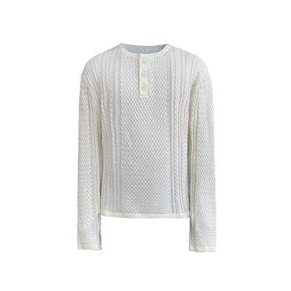 CABLE-KNIT HENLEY SWEATER