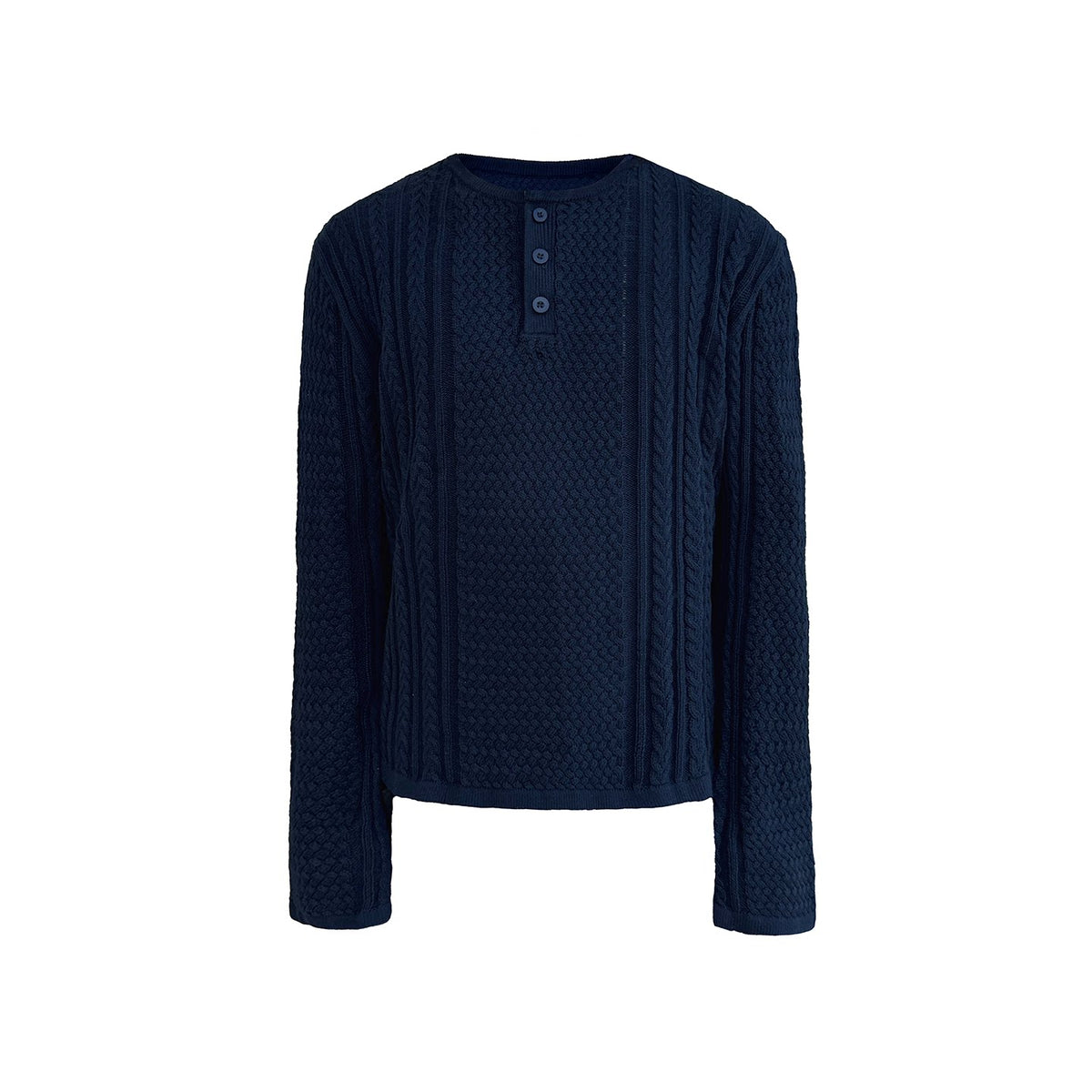 CABLE-KNIT HENLEY SWEATER