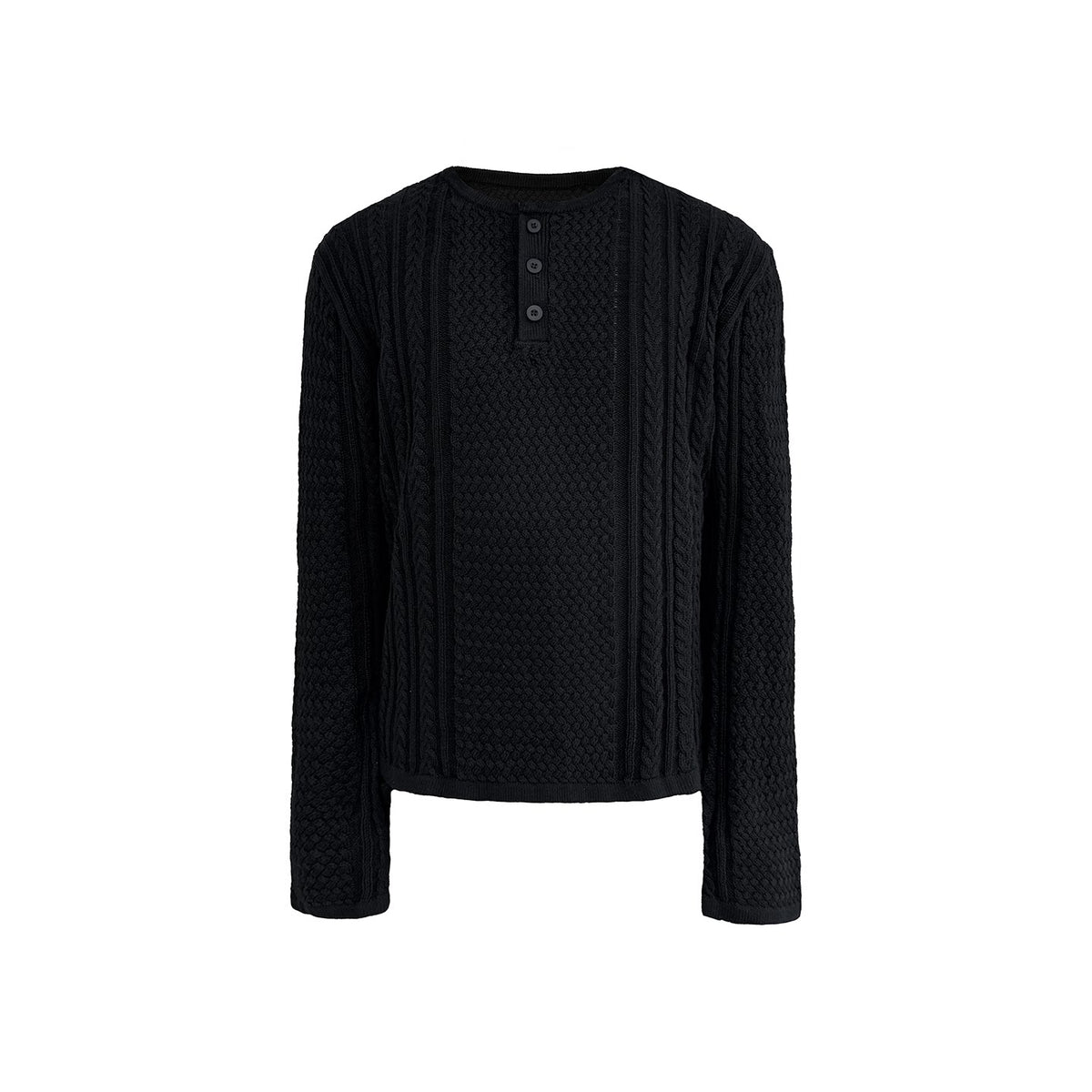 CABLE-KNIT HENLEY SWEATER