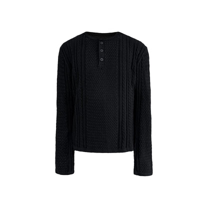 CABLE-KNIT HENLEY SWEATER