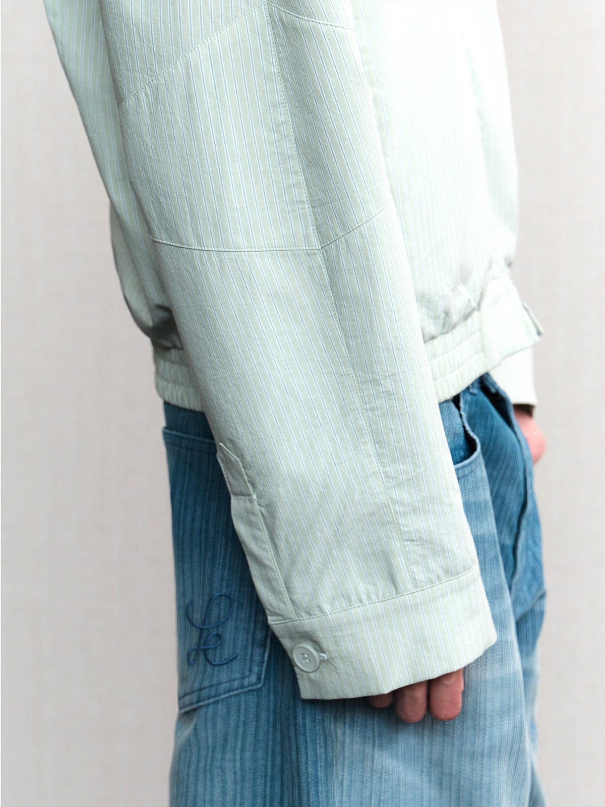STRIPED PACKABLE-HOOD JACKET