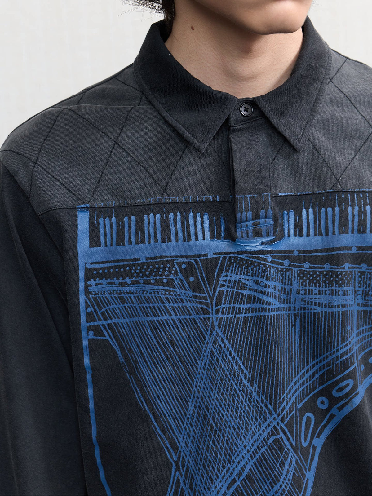REVERSED PIANO PRINT LONG-SLEEVE TOP