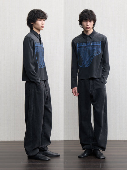 REVERSED PIANO PRINT LONG-SLEEVE TOP