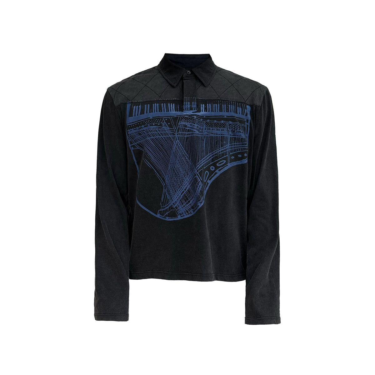 REVERSED PIANO PRINT LONG-SLEEVE TOP