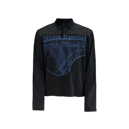REVERSED PIANO PRINT LONG-SLEEVE TOP