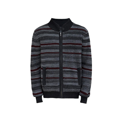 STRIPED RIBBED KNIT CARDIGAN