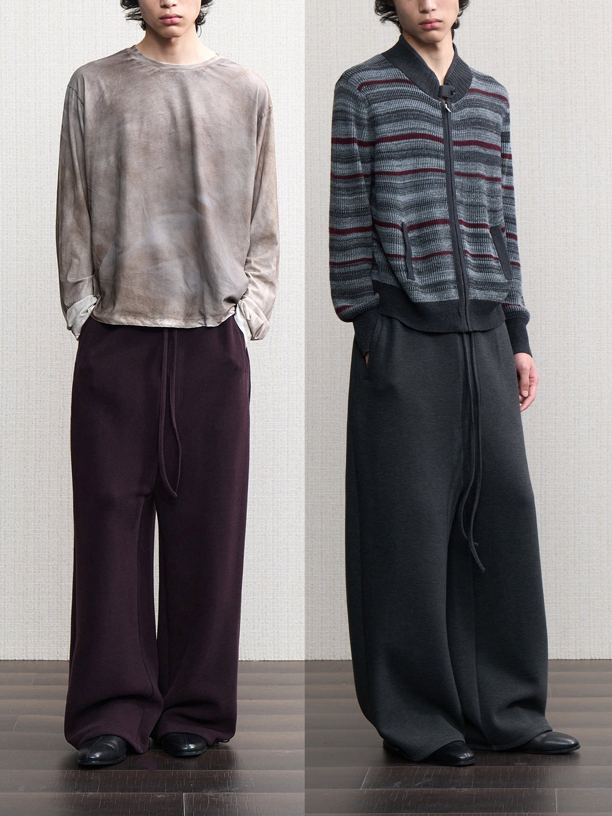 FLEECE DROP-CROTCH WIDE PANTS