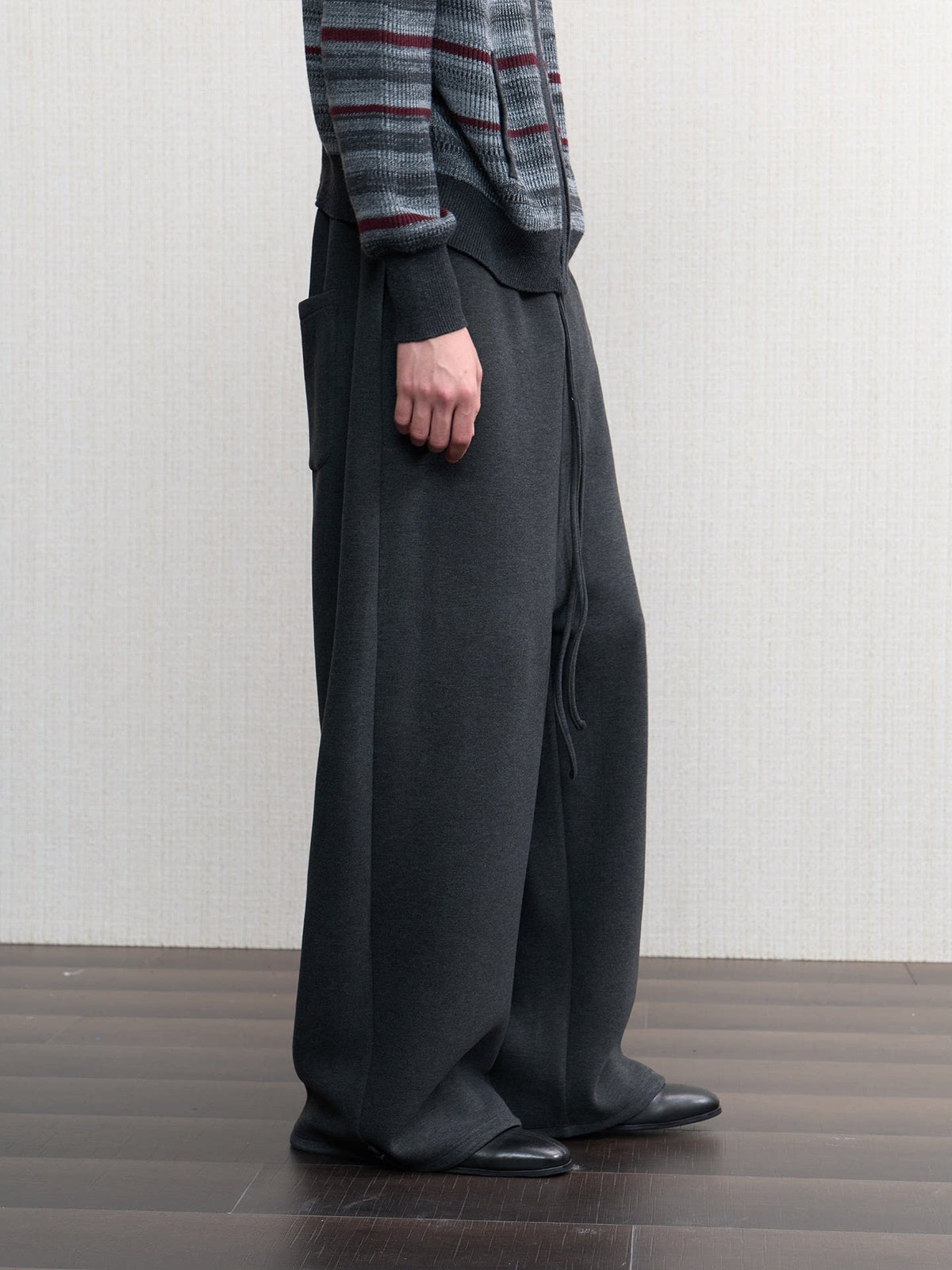 FLEECE DROP-CROTCH WIDE PANTS