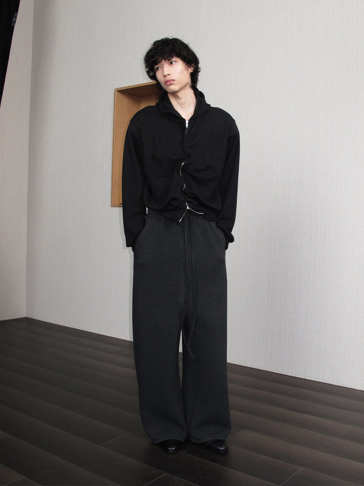 FLEECE DROP-CROTCH WIDE PANTS