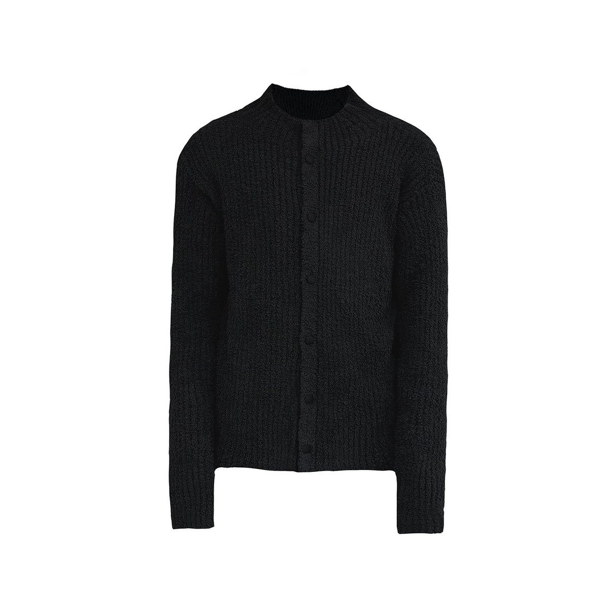 STAND-COLLAR RIBBED CARDIGAN