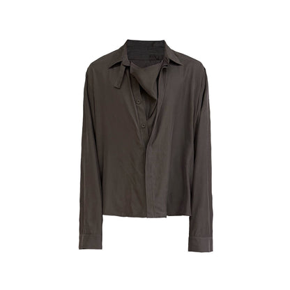 DRAPED COLLAR CUPRO-BLEND SHIRT