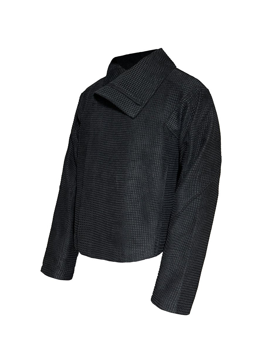 ASYMMETRIC ZIP JACQUARD JACKET