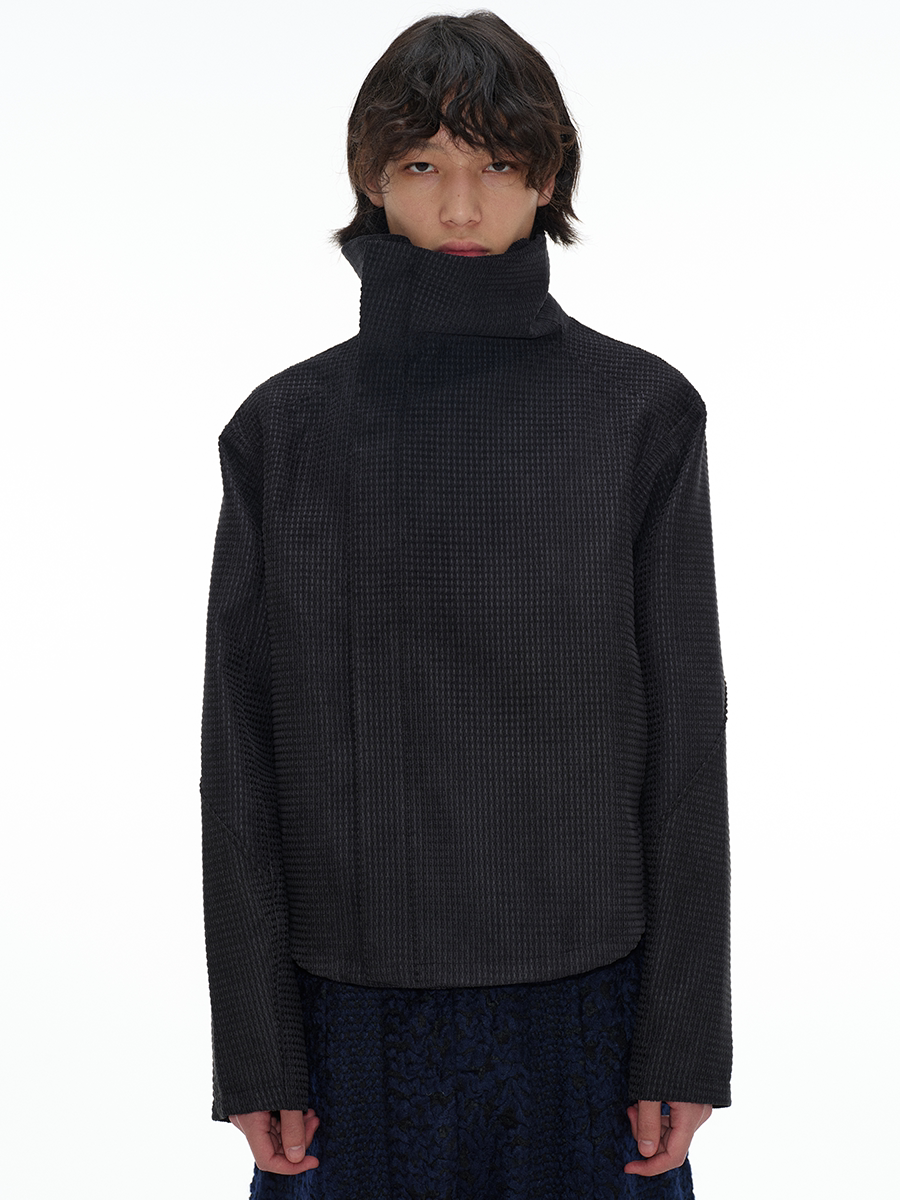 ASYMMETRIC ZIP JACQUARD JACKET
