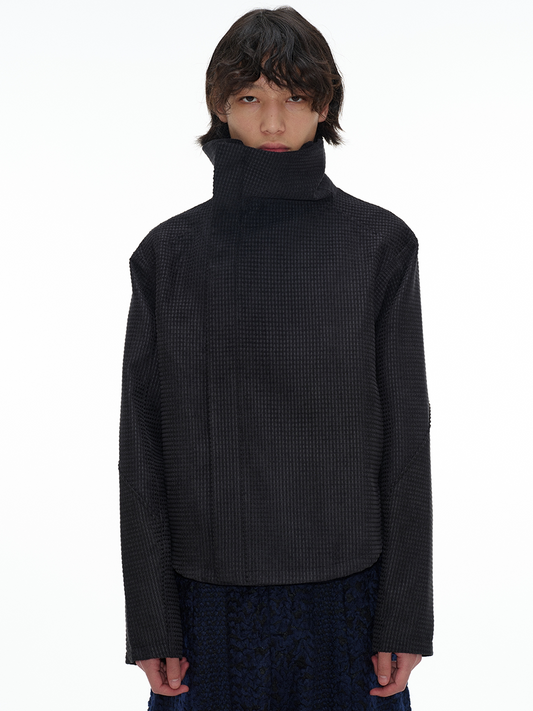 ASYMMETRIC ZIP JACQUARD JACKET