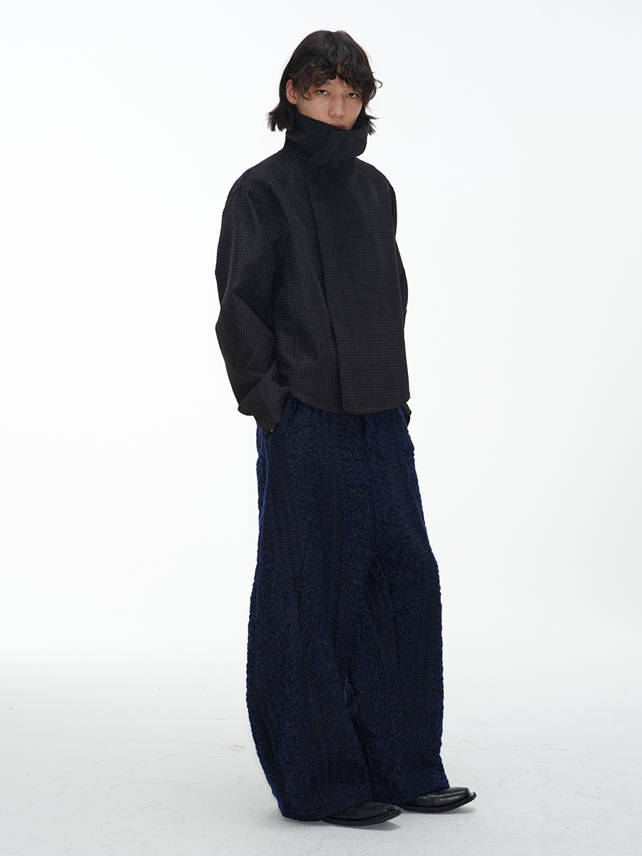 ASYMMETRIC ZIP JACQUARD JACKET