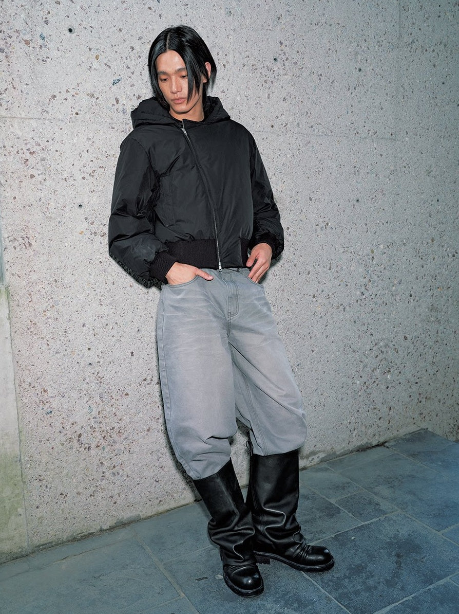 PLEATED COWHIDE LEATHER BOOTS